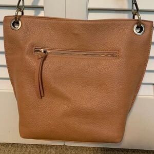 Joy Susan  medium tote bag with insert, Cognac Vegan Leather